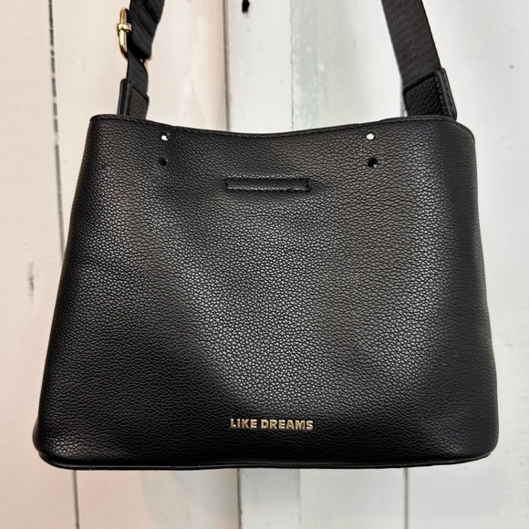 NEW Vegan Pebble Leather Mini Bucket Crossbody Like Dreams Multi Use Thick Strap - Picture 3 of 12